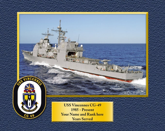 USS VINCENNES CG49 Custom Personalized 8.5 X 11 Print of US Navy Ships Unique Gift Idea for any Occasions