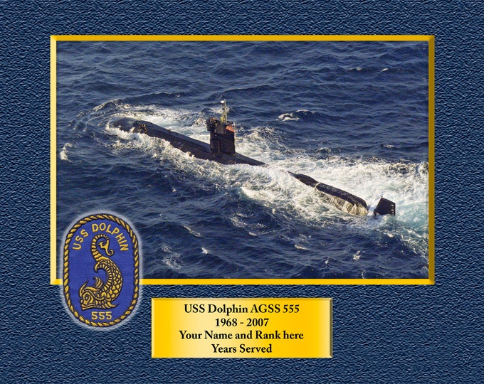 USS Dolphin AGSS-555 Custom Personalized 8.5 X 11 Print of US Navy Ships Unique Gift Idea for any Occasions