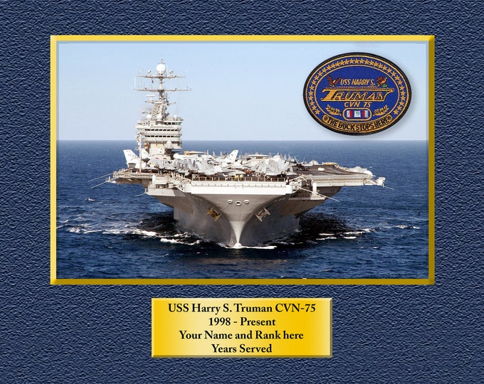 USS Harry S. Truman CVN 75 Custom Personalized 8.5X11, 11X14 or16 X 20 Print on Pro. Paper or Canvas US Navy Ships Unique Gift Idea Gift