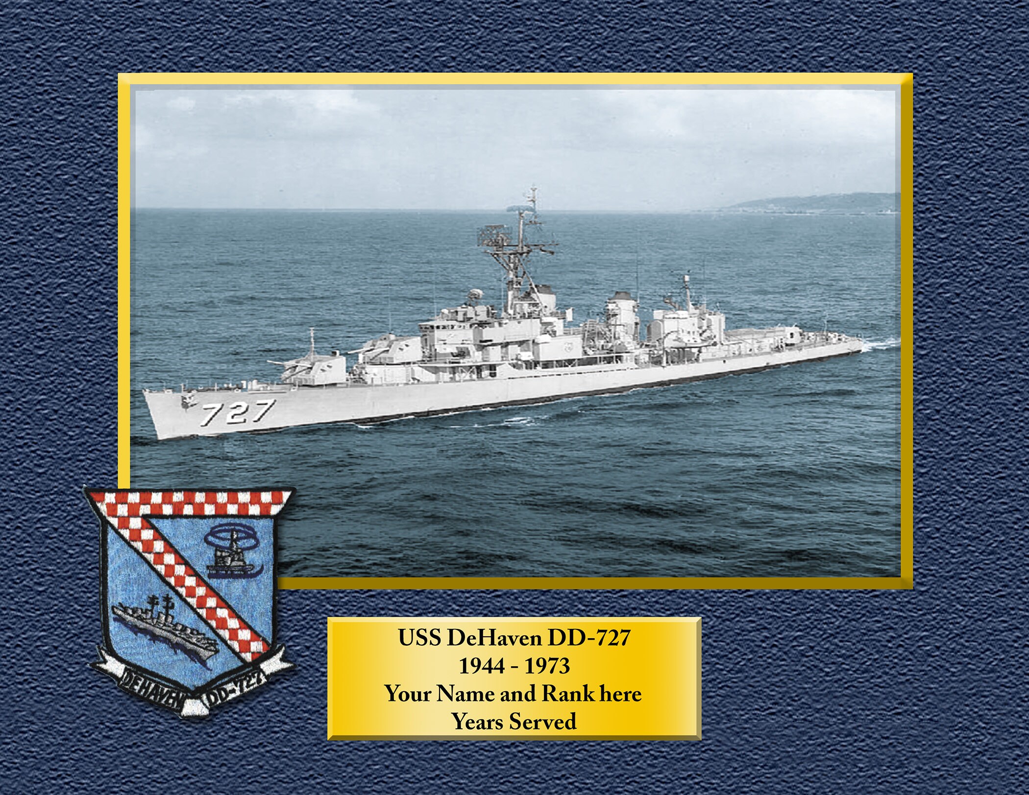 USS Stoddard DD 566 Personalized Canvas Ship Photo Print Navy Veteran Gift 