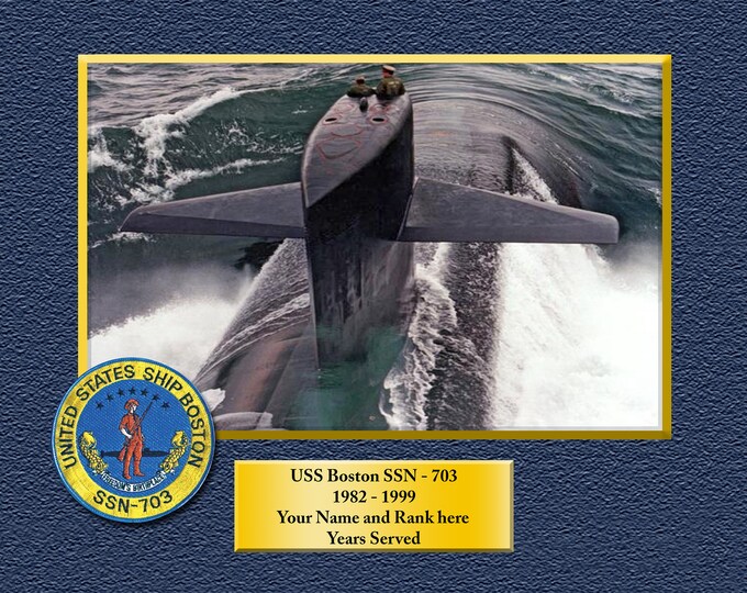 USS BOSTON SSN703 Custom Personalized 8.5 X 11 Print of US Navy Ships Unique Gift Idea for any Occasions