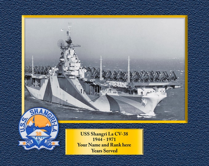 USS Shangri-La CV-38 Custom Personalized 8.5 X 11 Print of US Navy Ships Unique Gift Idea for any Occasions