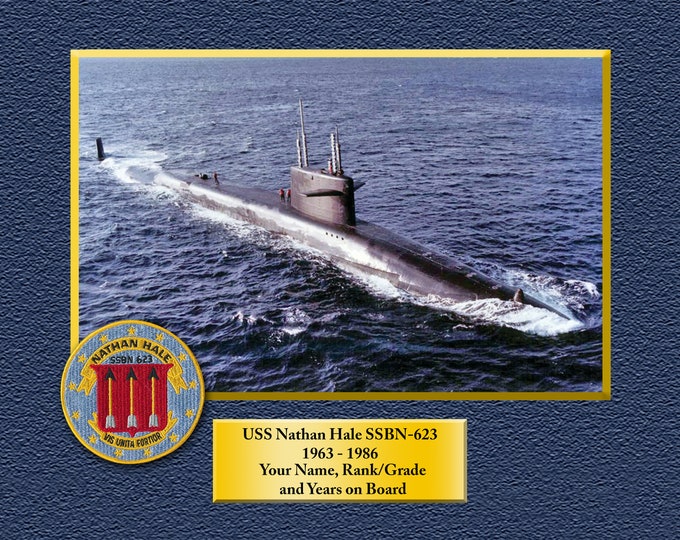 USS Nathan Hale SSBN-623 Custom Personalized 8.5 X 11 Print of US Navy Ships Unique Gift Idea for any Occasions