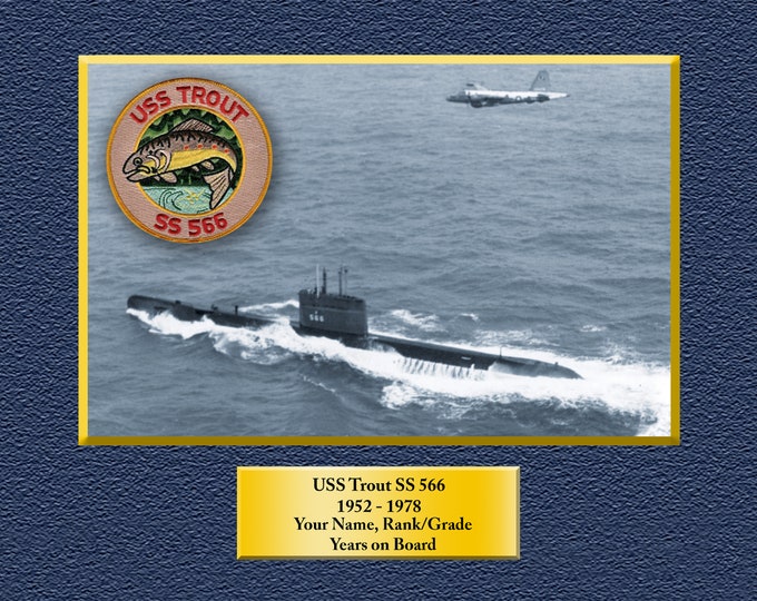 USS TROUT SS566 Custom Personalized 8.5 X 11 Print of US Navy Ships Unique Gift Idea for any Occasions