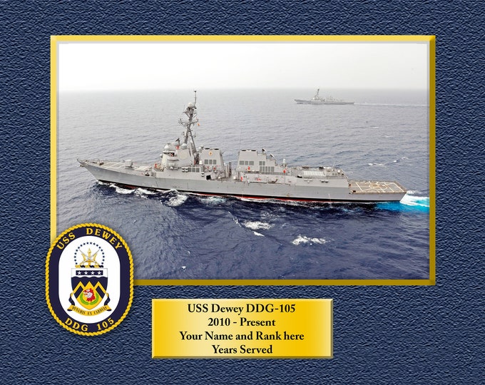 USS Dewey DDG-105 Custom Personalized 8.5 X 11 Print of US Navy Ships Unique Gift Idea for any Occasions