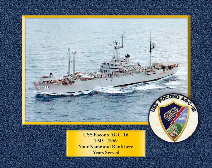 USS Pocono AGC-16 Custom Personalized 8.5 X 11 Print of US Navy Ships Unique Gift Idea for any Occasions