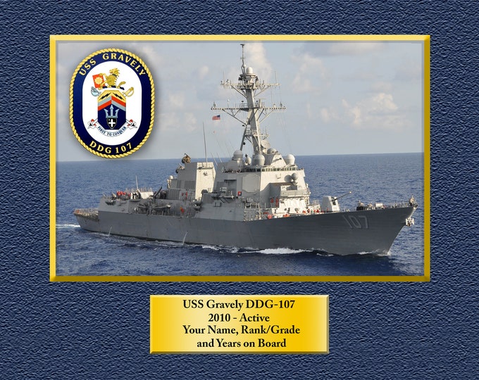 USS Gravely DDG-107 Custom Personalized 8.5 X 11 Print of US Navy Ships Unique Gift Idea for any Occasions