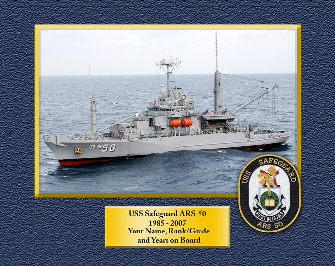 USS Safeguard ARS 50 Custom Personalized 8.5 X 11 Print of US Navy Ships Unique Gift Idea for any Occasions