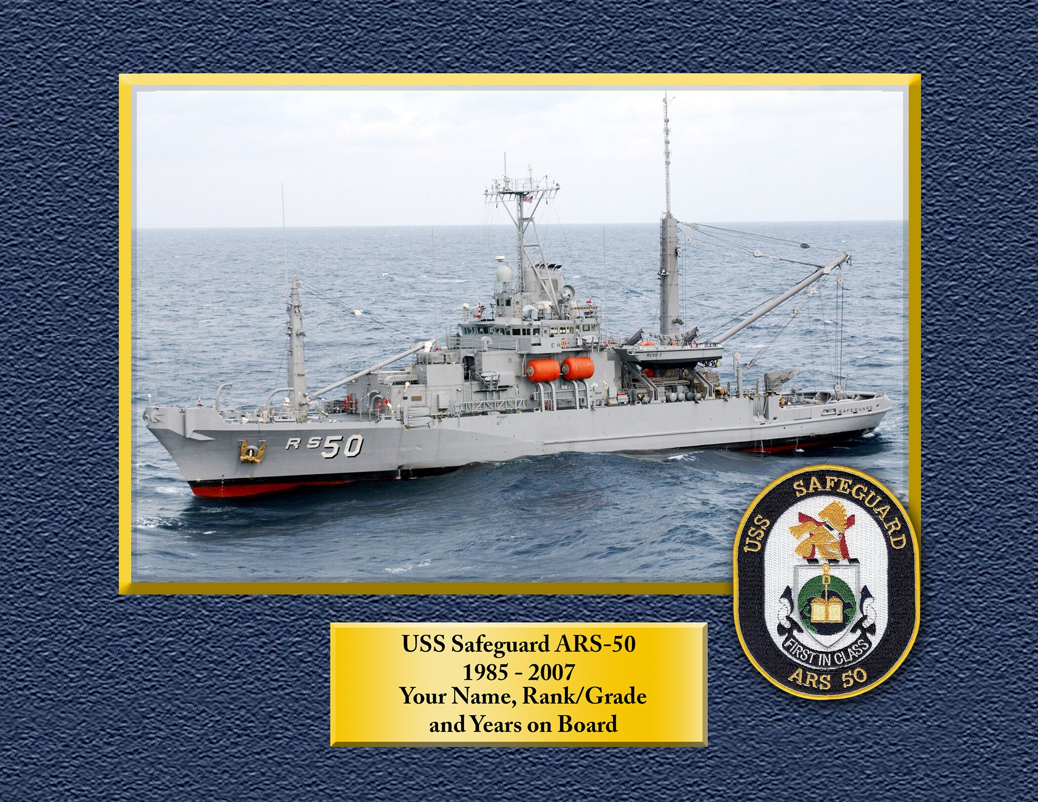 USS Safeguard ARS 50 Personalized Canvas Ship Photo Print Navy Veteran Gift 