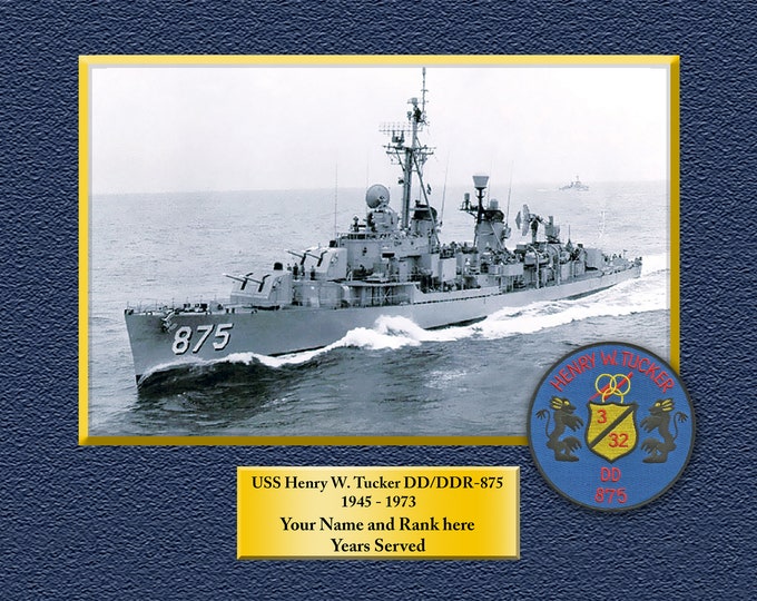 USS Henry W Tucker DD/DDR875 Custom Personalized 8.5 X 11 Print of US Navy Ships Unique Gift Idea for any Occasions