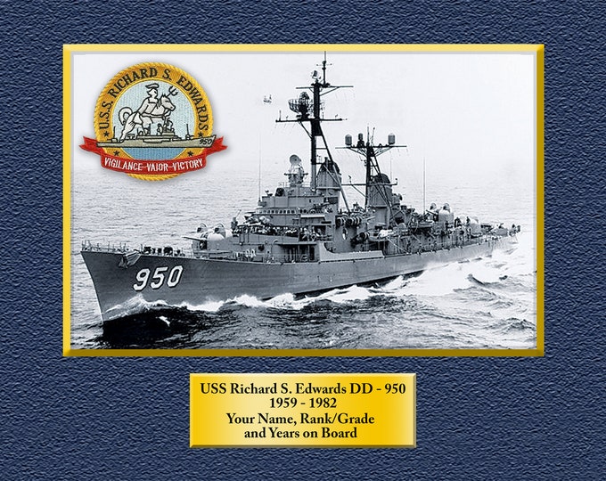 USS Richard S. Edwards DD950 Custom Personalized 8.5 X 11 Print of US Navy Ships Unique Gift Idea for any Occasions
