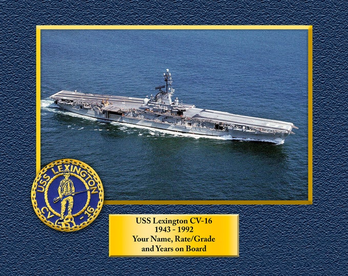 USS Lexington CV-16 Custom Personalized 8.5 X 11 Print of US Navy Ships Unique Gift Idea for any Occasions
