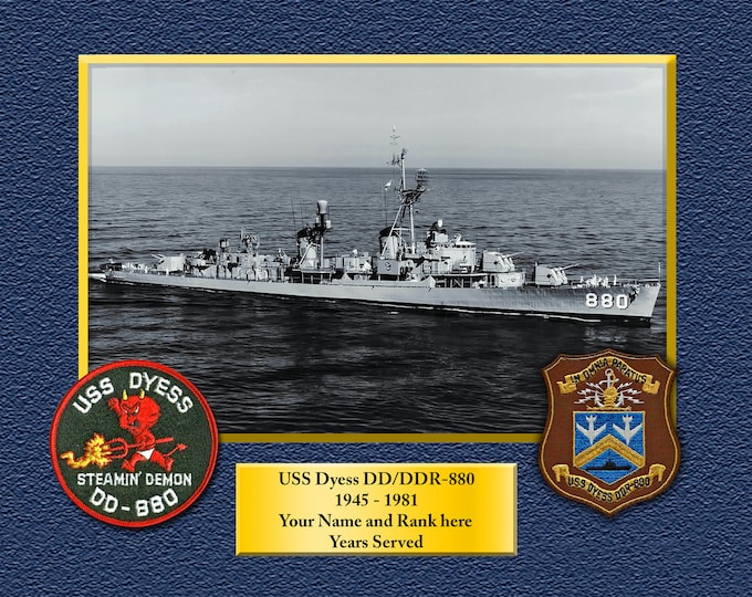 USS Dyess DD_DDR880_PRE-Fram Custom Personalized 8.5 X 11 Print of US Navy Ships Unique Gift Idea for any Occasions