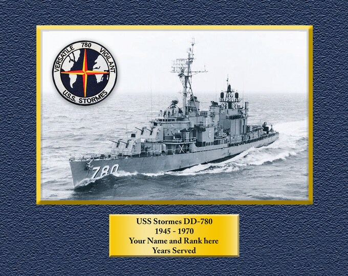 USS STORMES DD780 Custom Personalized 8.5 X 11 Print of US Navy Ships Unique Gift Idea for any Occasions