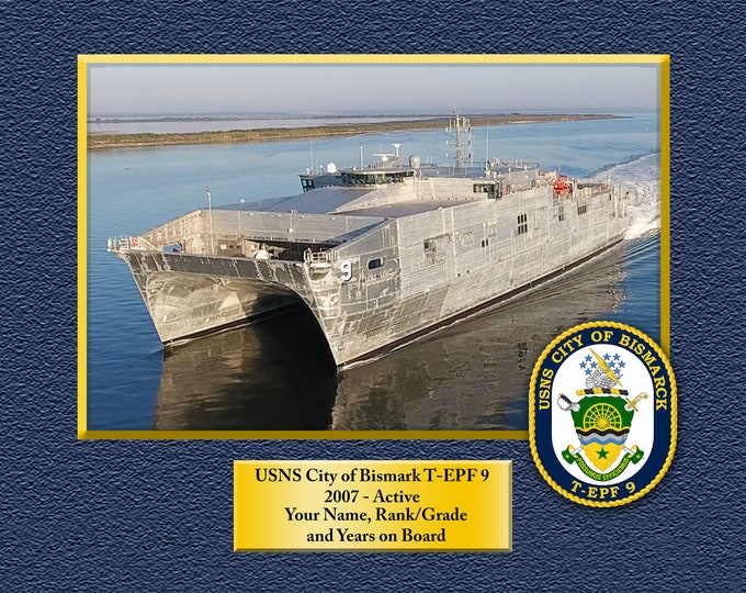 USNS City of Bismark T-EPF-9 Custom Personalized 8.5 X 11 Print of US Navy Ships Unique Gift Idea for any Occasions