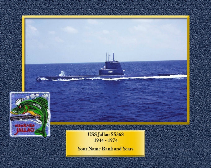 USS JALLAO SS368 Custom Personalized 8.5 X 11 Print of US Navy Ships Unique Gift Idea for any Occasions