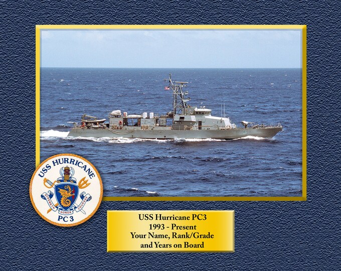 USS Hurricane PC-3 Custom Personalized 8.5 X 11 Print of US Navy Ships Unique Gift Idea for any Occasions