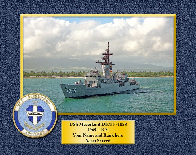 USS Meyerkord DE/FF1058 Custom Personalized 8.5 X 11 Print of US Navy Ships Unique Gift Idea for any Occasions