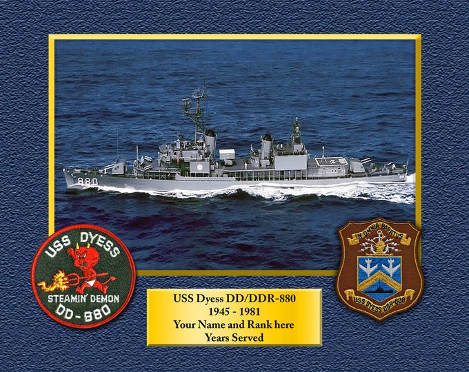 USS Dyess DD_DDR880_POST-Fram Custom Personalized 8.5 X 11 Print of US Navy Ships Unique Gift Idea for any Occasions