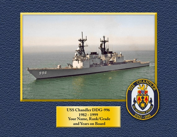 アメリカ海軍　USS DDG93 チャン＝フー　チャレンジ USS Chandler DDG-996 Custom Personalized 8.5 X 11 Print of US Navy