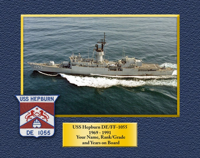 USS Hepburn DE/fF-1055 Custom Personalized 8.5 X 11 Print of US Navy Ships Unique Gift Idea for any Occasions
