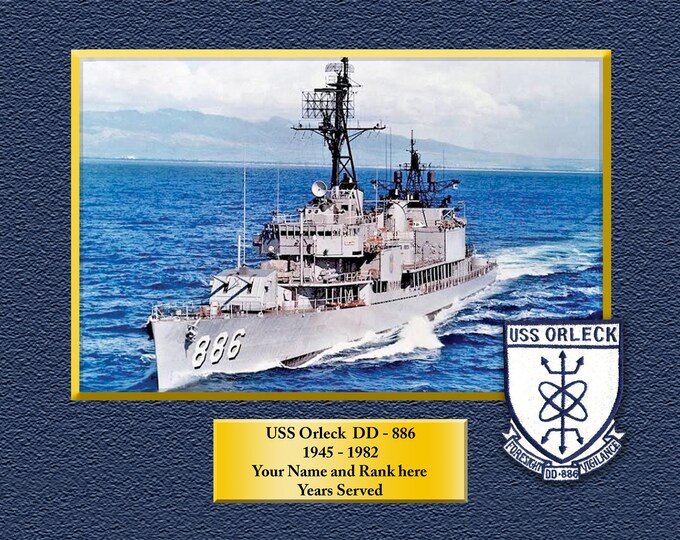 USS ORLECK DD886 Custom Personalized 8.5 X 11 Print of US Navy Ships Unique Gift Idea for any Occasions