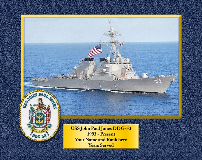 USS John Paul Jones DDG53 Custom Personalized 8.5 X 11 Print of US Navy Ships Unique Gift Idea for any Occasions