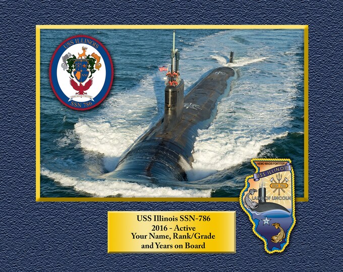 USS Illinois SSN-789 Custom Personalized 8.5 X 11 Print of US Navy Ships Unique Gift Idea for any Occasions