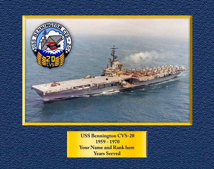 USS Bennington CVS-20 Custom Personalized 8.5X11, 11X14 or16 X 20 Print on Pro. Paper or Canvas US Navy Ships Unique Gift Idea any Occasions