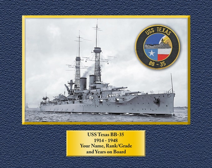 USS Texas BB-35 Custom Personalized 8.5 X 11 Print of US Navy Ships Unique Gift Idea for any Occasions
