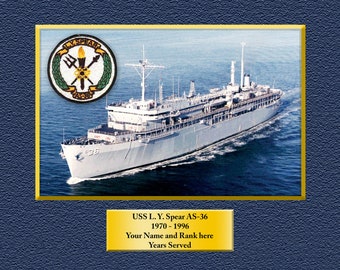 USS L.Y. Spear AS36 Custom Personalized 8.5 X 11 Print of US Navy Ships Unique Gift Idea for any Occasions