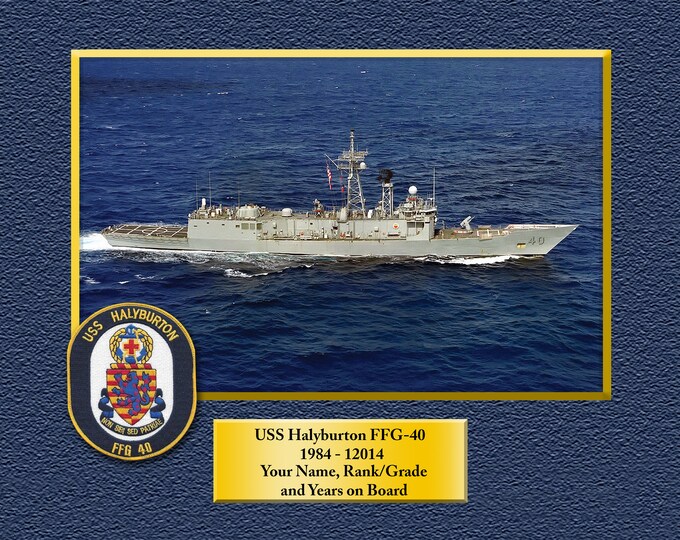 USS Halyburton FFG-40  Custom Personalized 8.5 X 11 Print of US Navy Ships Unique Gift Idea for any Occasions