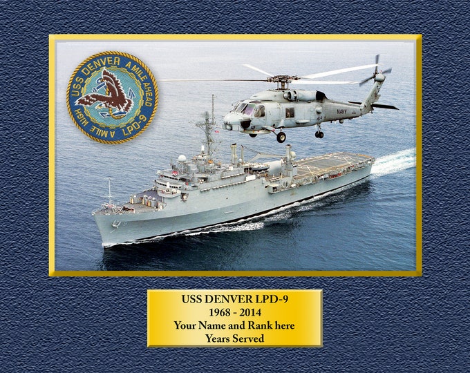 USS DENVER LPD9 Custom Personalized 8.5 X 11 Print of US Navy Ships Unique Gift Idea for any Occasions