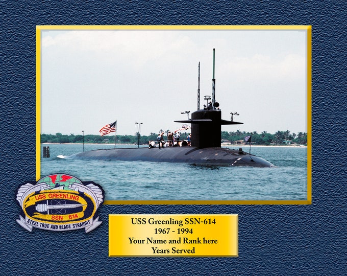 USS GREENLING SS213-214 Custom Personalized 8.5 X 11 Print of US Navy Ships Unique Gift Idea for any Occasions