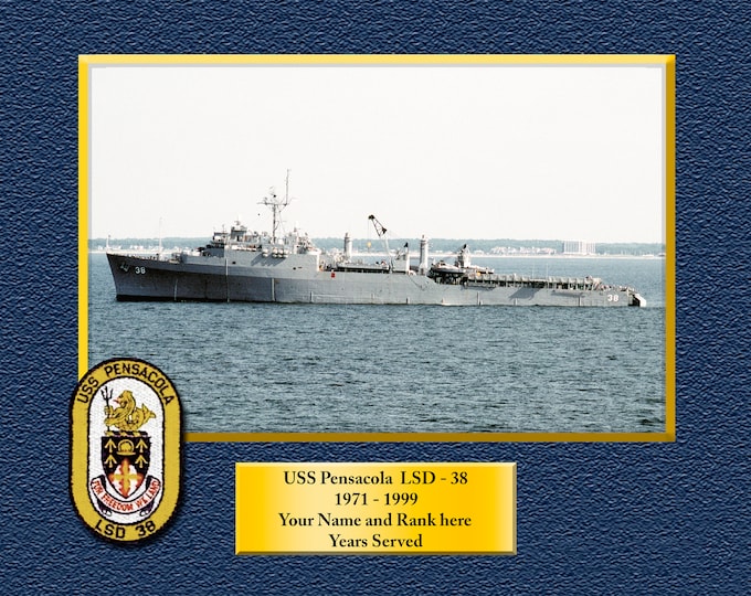 USS PENSACOLA LSD38 Custom Personalized 8.5 X 11 Print of US Navy Ships Unique Gift Idea for any Occasions