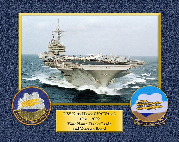 USS Kitty Hawk CV/CVA63 Custom Personalized 8.5X11 or 11X14 Print on Pro. Paper or Canvas US Navy Ships Unique Gift Idea for any Occasions
