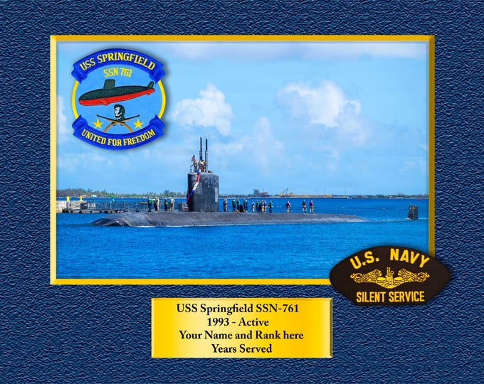 USS Springfield SSN-761 Custom Personalized 8.5 X 11 Print of US Navy Ships Unique Gift Idea for any Occasions