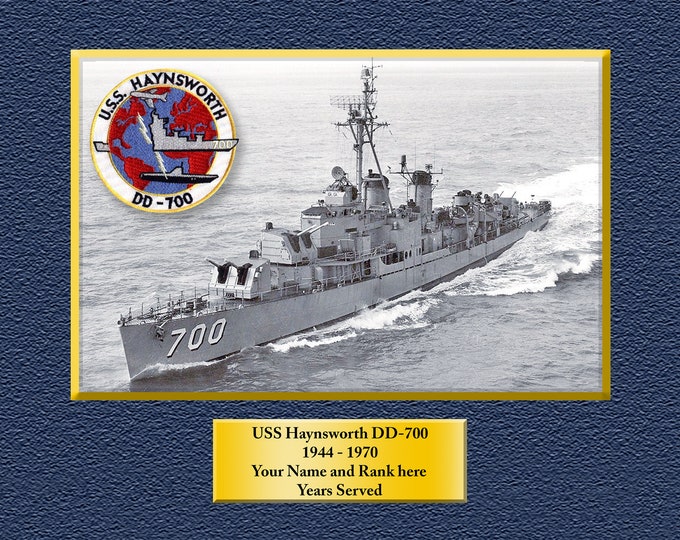 USS HAYNSWORTH DD700 Custom Personalized 8.5 X 11 Print of US Navy Ships Unique Gift Idea for any Occasions