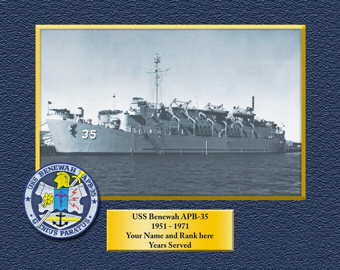 USS Benewah APB35 Custom Personalized 8.5 X 11 Print of US Navy Ships Unique Gift Idea for any Occasions