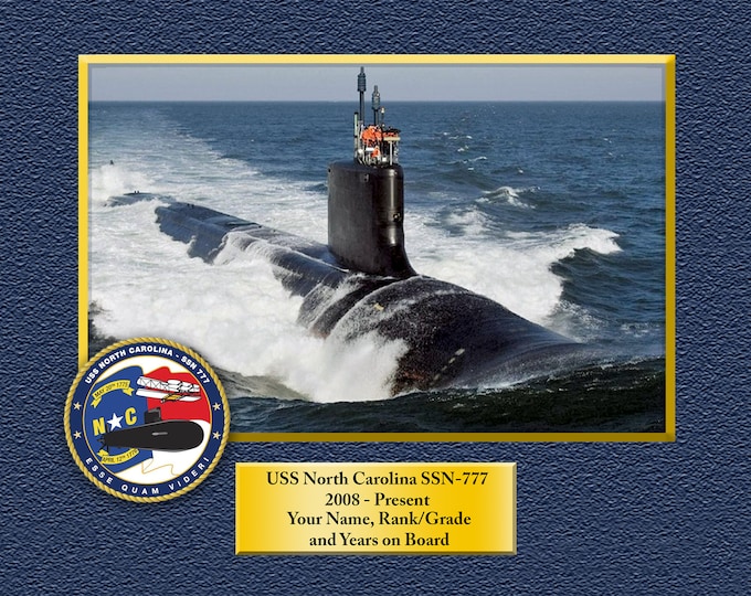 USS North Carolina SSN-777 Custom Personalized 8.5 X 11 Print of US Navy Ships Unique Gift Idea for any Occasions