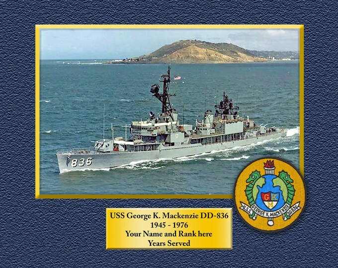 USS George K. Mackenzie DD-836 Custom Personalized 8.5 X 11 Print of US Navy Ships Unique Gift Idea for any Occasions