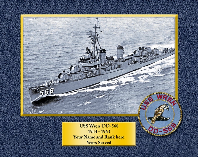 USS WREN DD568 Custom Personalized 8.5 X 11 Print of US Navy Ships Unique Gift Idea for any Occasions