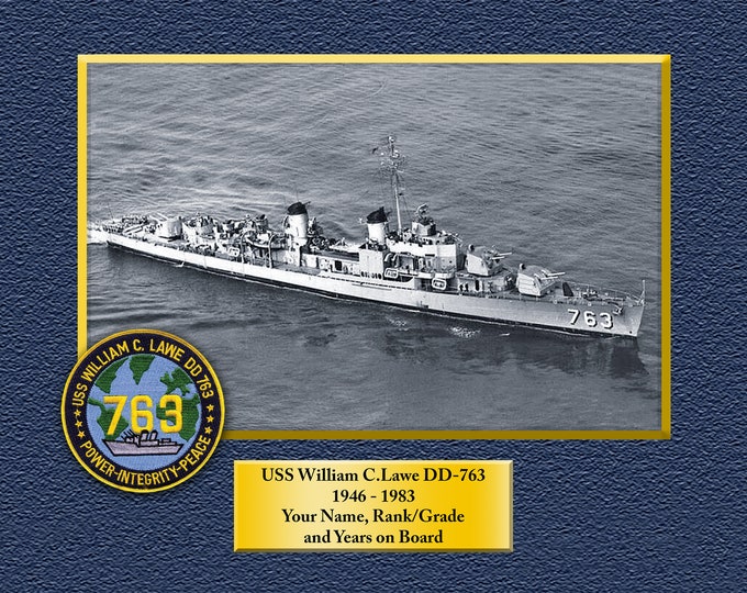 USS William C. Lawe DD763 Custom Personalized 8.5 X 11 Print of US Navy Ships Unique Gift Idea for any Occasions