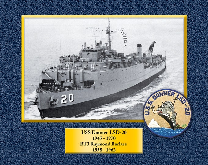 USS DONNER LSD20 Custom Personalized 8.5 X 11 Print of US Navy Ships Unique Gift Idea for any Occasions