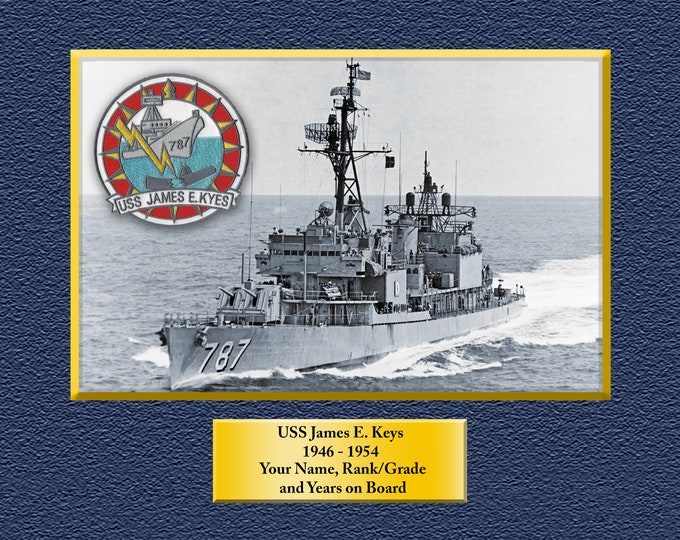 USS James E. Kyes DD-787 Custom Personalized 8.5 X 11 Print of US Navy Ships Unique Gift Idea for any Occasions