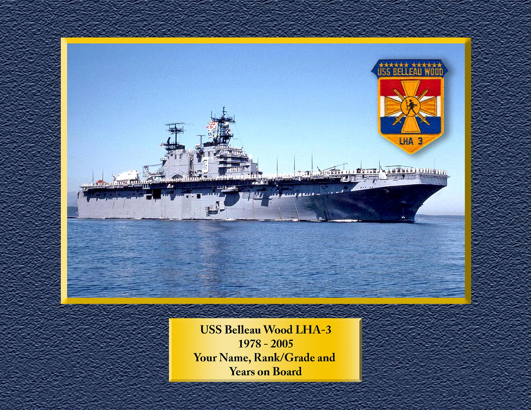 USS BELLEAU WOOD LHA 3 Custom Personalized Print of US Navy Ships Unique Gift 
