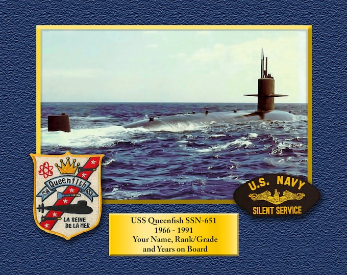 USS Queenfish SSN-651 Custom Personalized 8.5 X 11 Print of US Navy Ships Unique Gift Idea for any Occasions