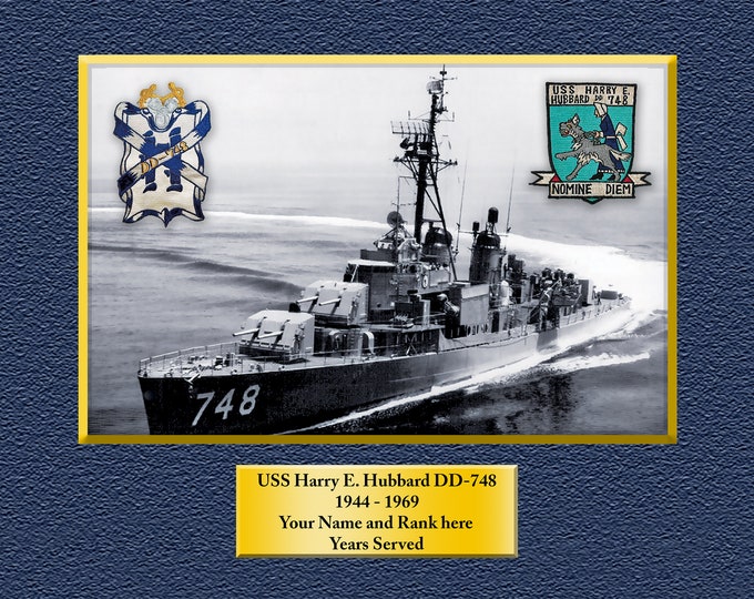 USS Harry E. Hubbard DD-748 Custom Personalized 8.5 X 11 Print of US Navy Ships Unique Gift Idea for any Occasions