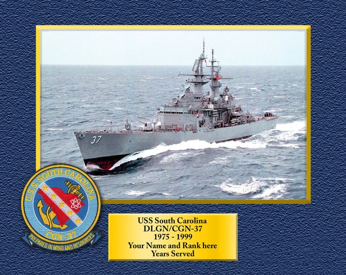 USS South Carolina DLGN-CGN37 Custom Personalized 8.5 X 11 Print of US Navy Ships Unique Gift Idea for any Occasions