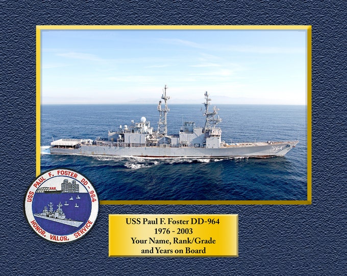 USS Paul F. Foster DD964 Custom Personalized 8.5 X 11 Print of US Navy Ships Unique Gift Idea for any Occasions